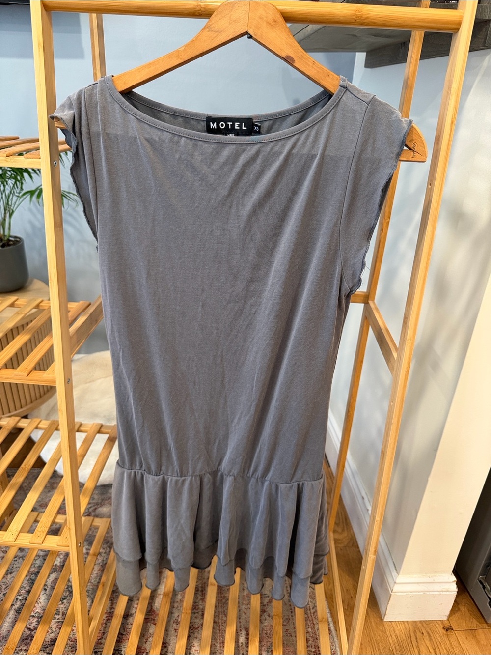 Motel Rocks Slate Gray Ruffle-Hem Tank Top - Picture 2 of 4